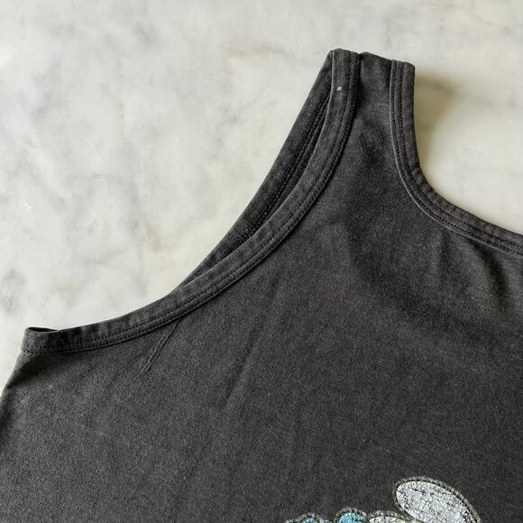 Vintage 80s Playboy Smurf Iron On Two Sided Black Tank Top / S M - Picture 7 of 7